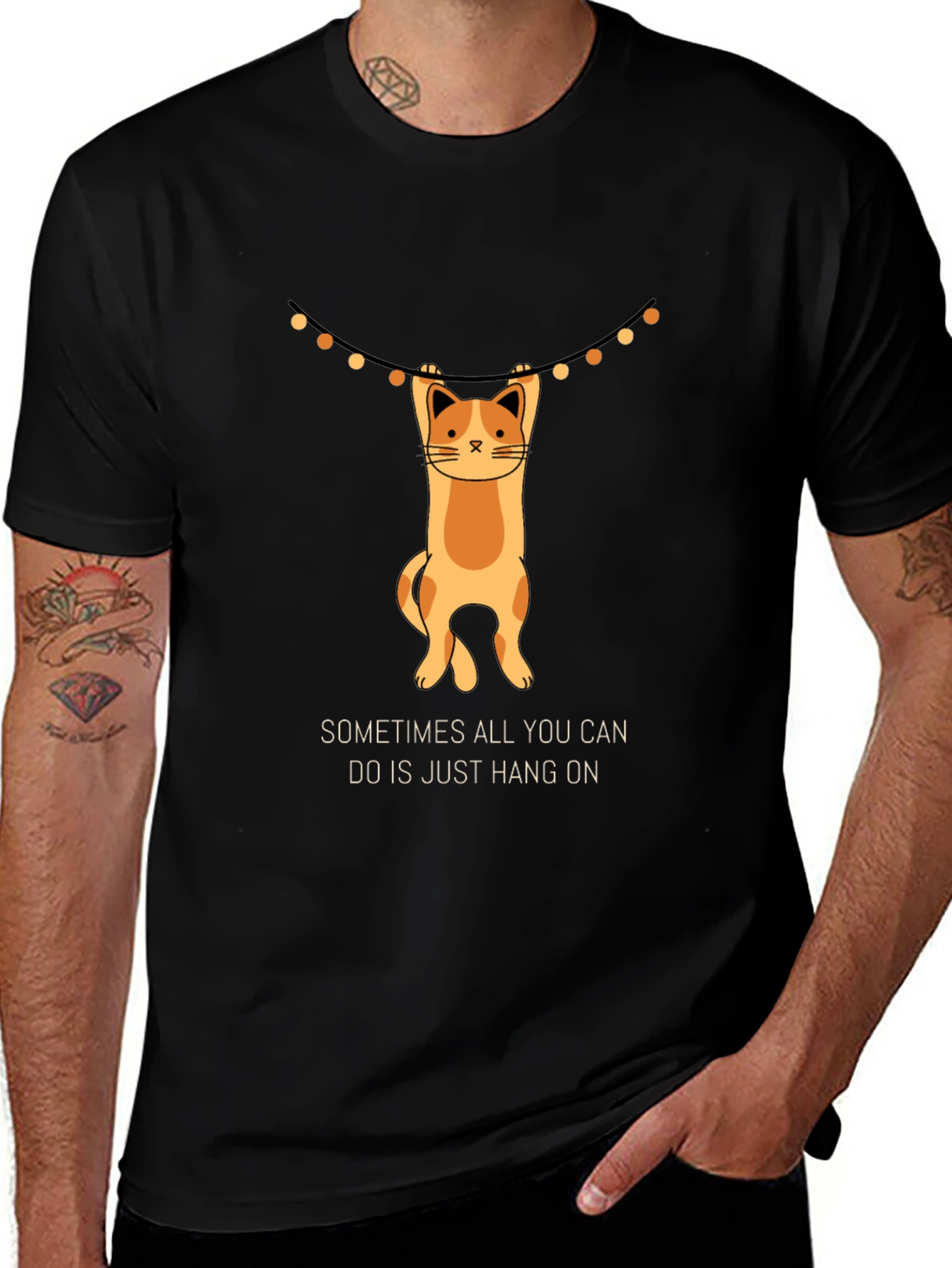 Hang On Cat T-Shirt - Funny Graphic Tee