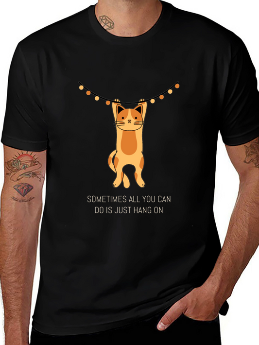 Hang On Cat T-Shirt - Funny Graphic Tee