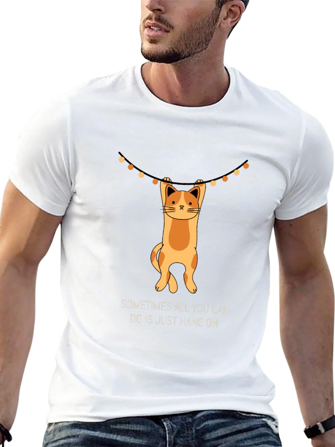 Hang On Cat T-Shirt - Funny Graphic Tee