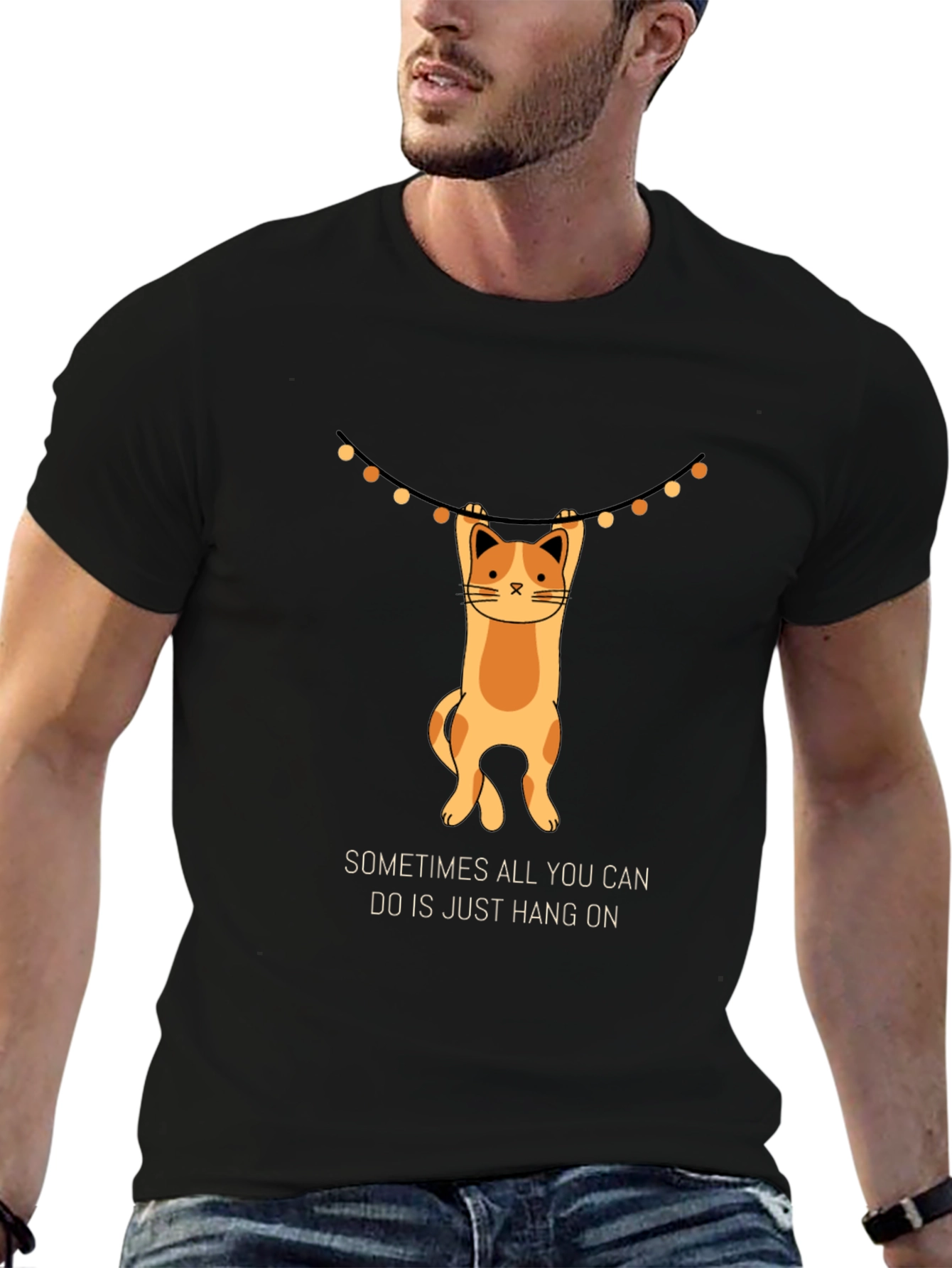 Hang On Cat T-Shirt - Funny Graphic Tee