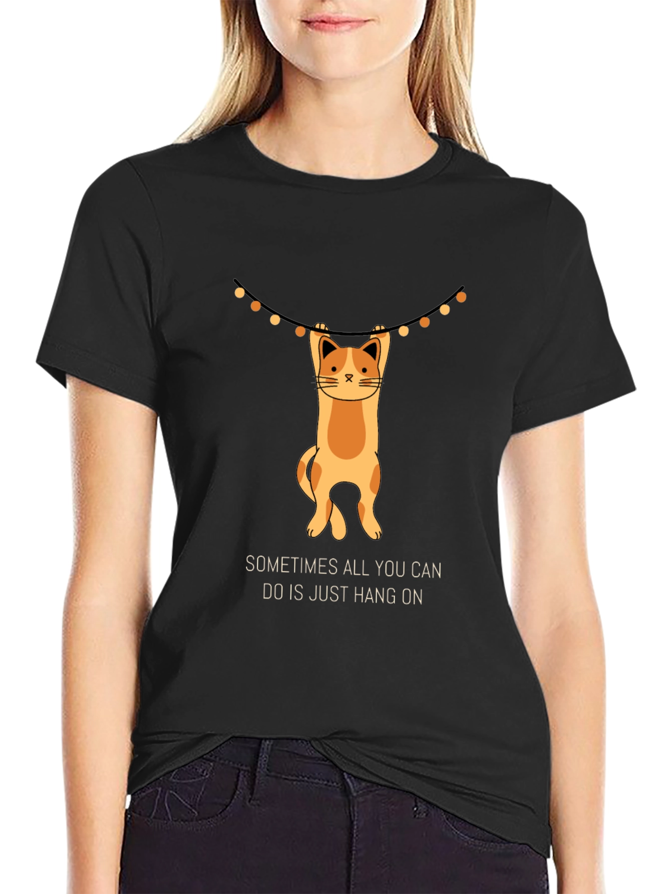 Hang On Cat T-Shirt - Funny Graphic Tee