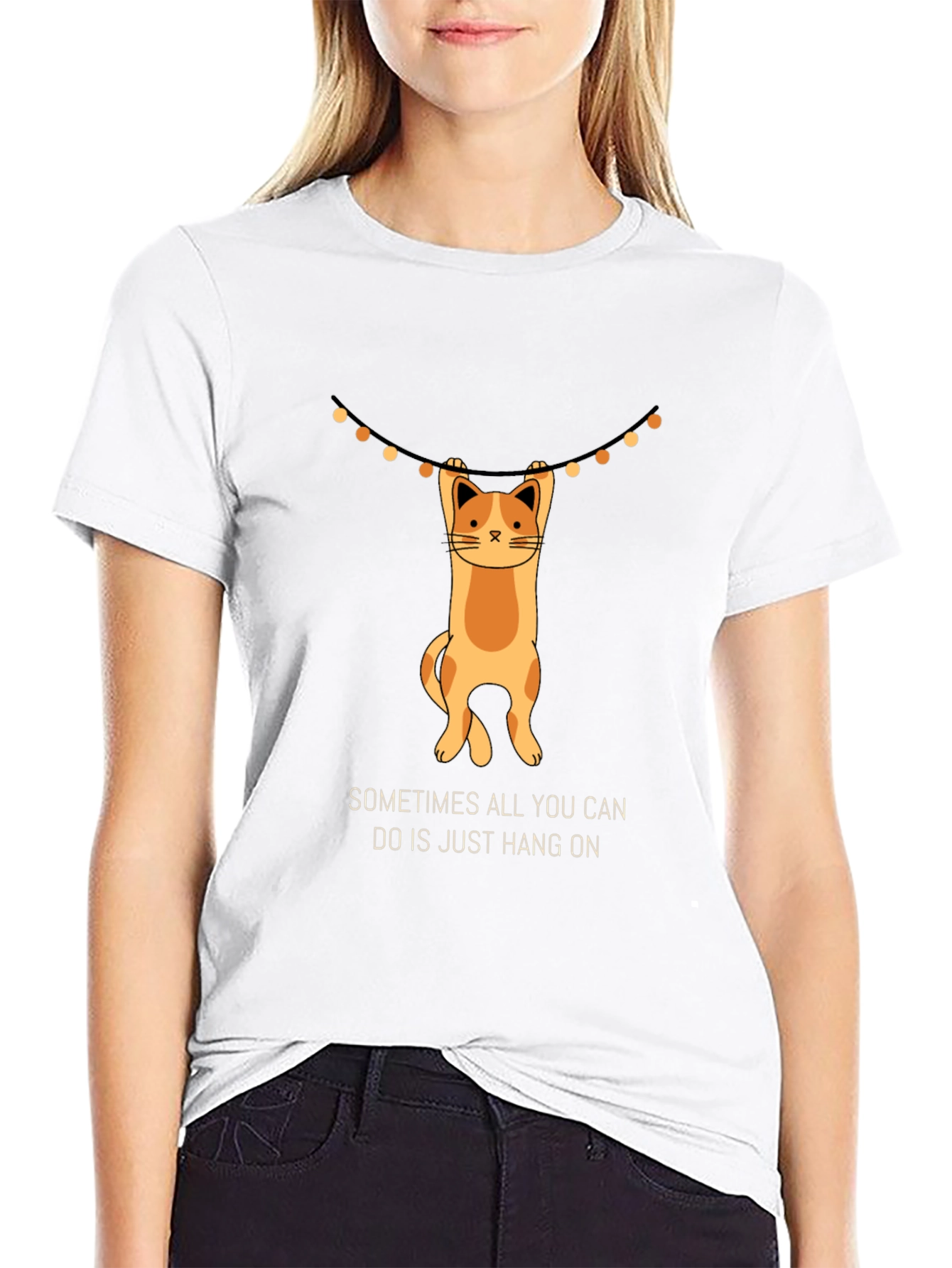 Hang On Cat T-Shirt - Funny Graphic Tee