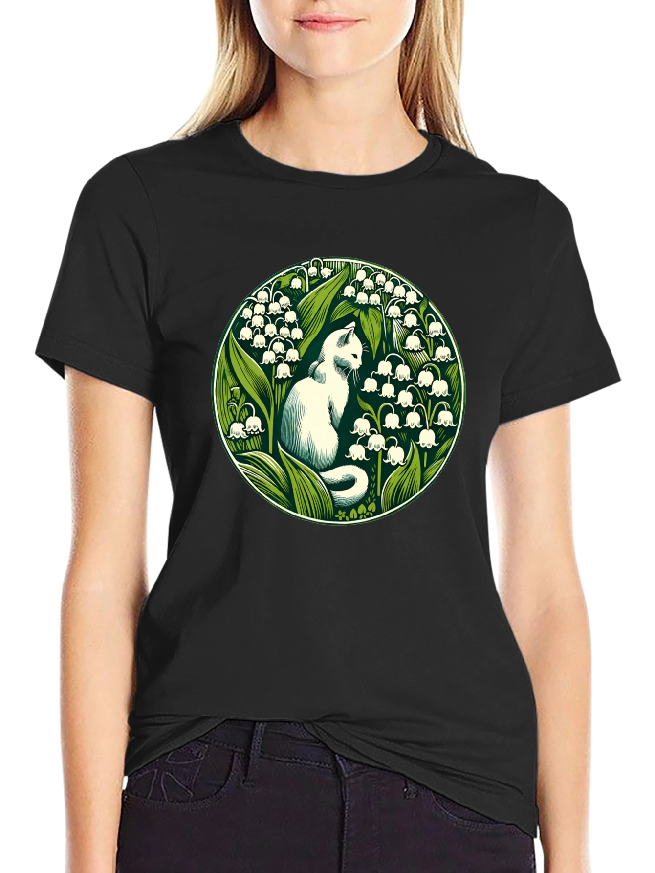 Cat & Lily of the Valley Graphic Tee