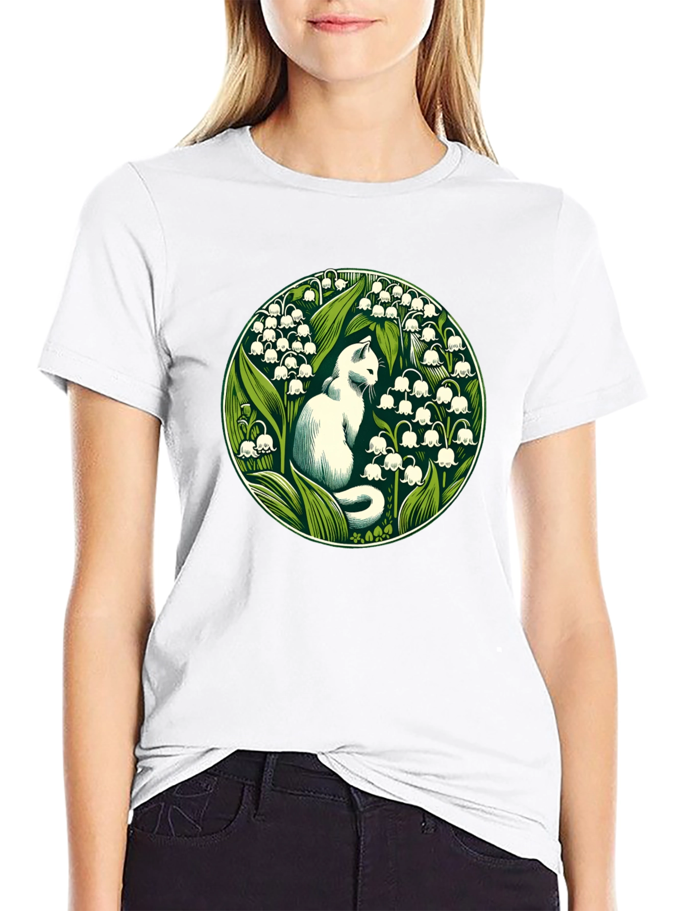 Cat & Lily of the Valley Graphic Tee
