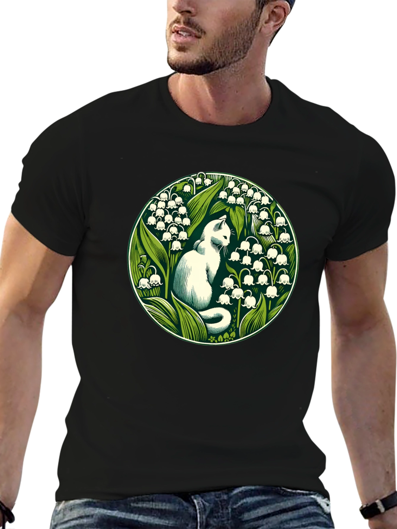 Cat & Lily of the Valley Graphic Tee