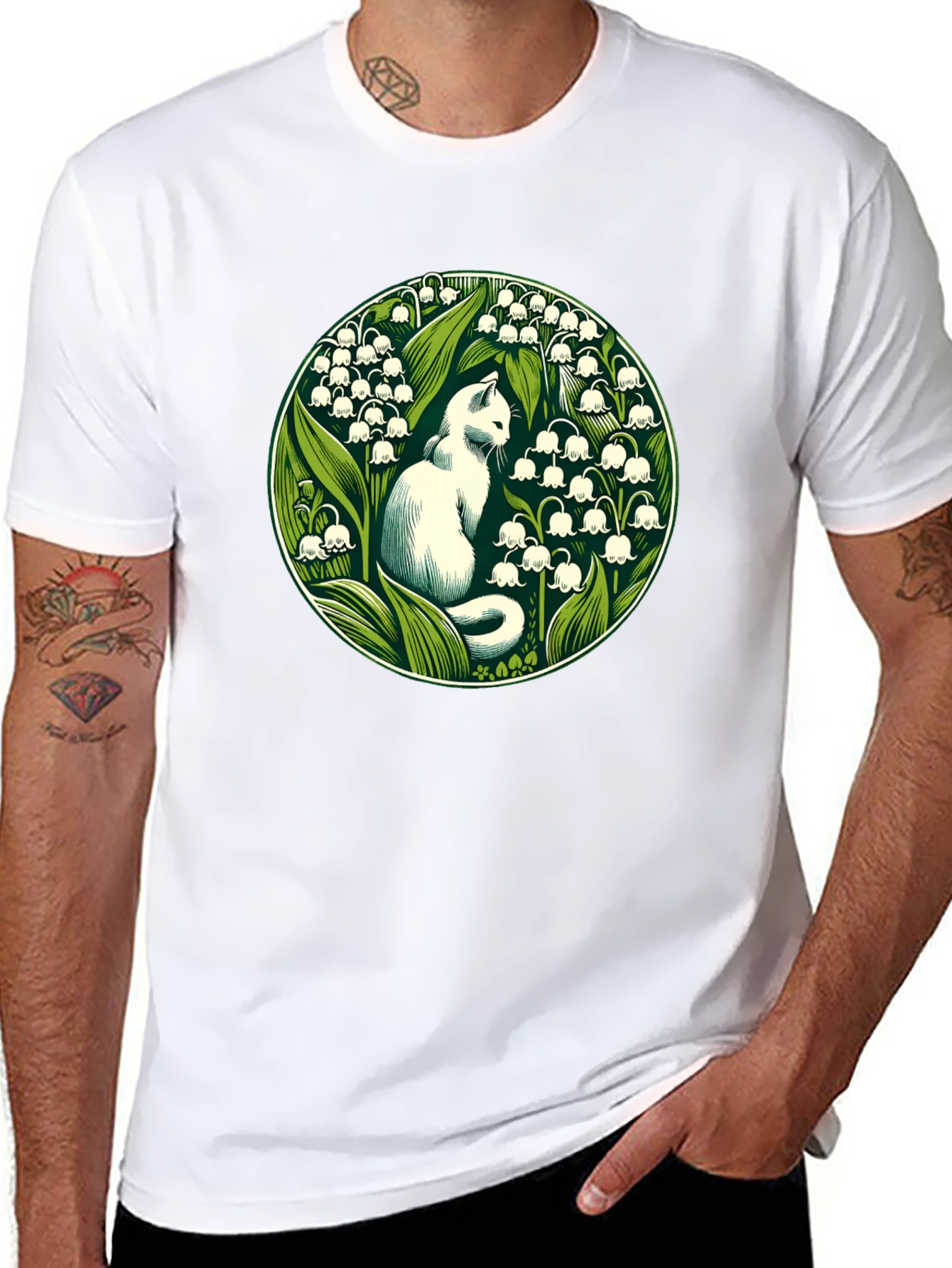 Cat & Lily of the Valley Graphic Tee