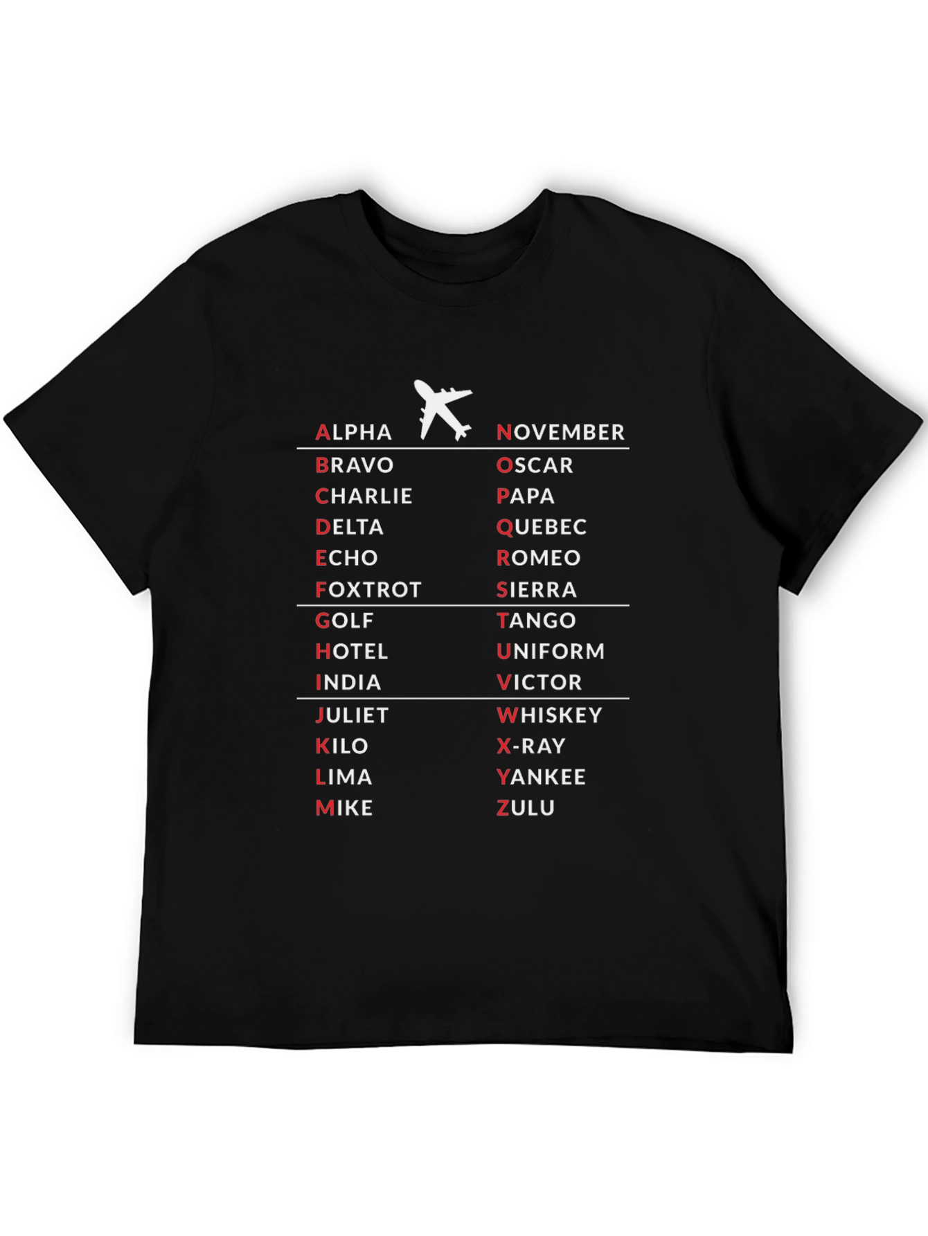 Aviation Alphabet T-Shirt - Pilot Aviation Enthusiast Gift