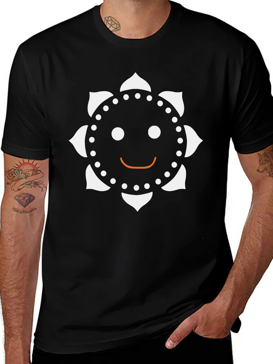 Funky Smiley Face Graphic Black T-Shirt