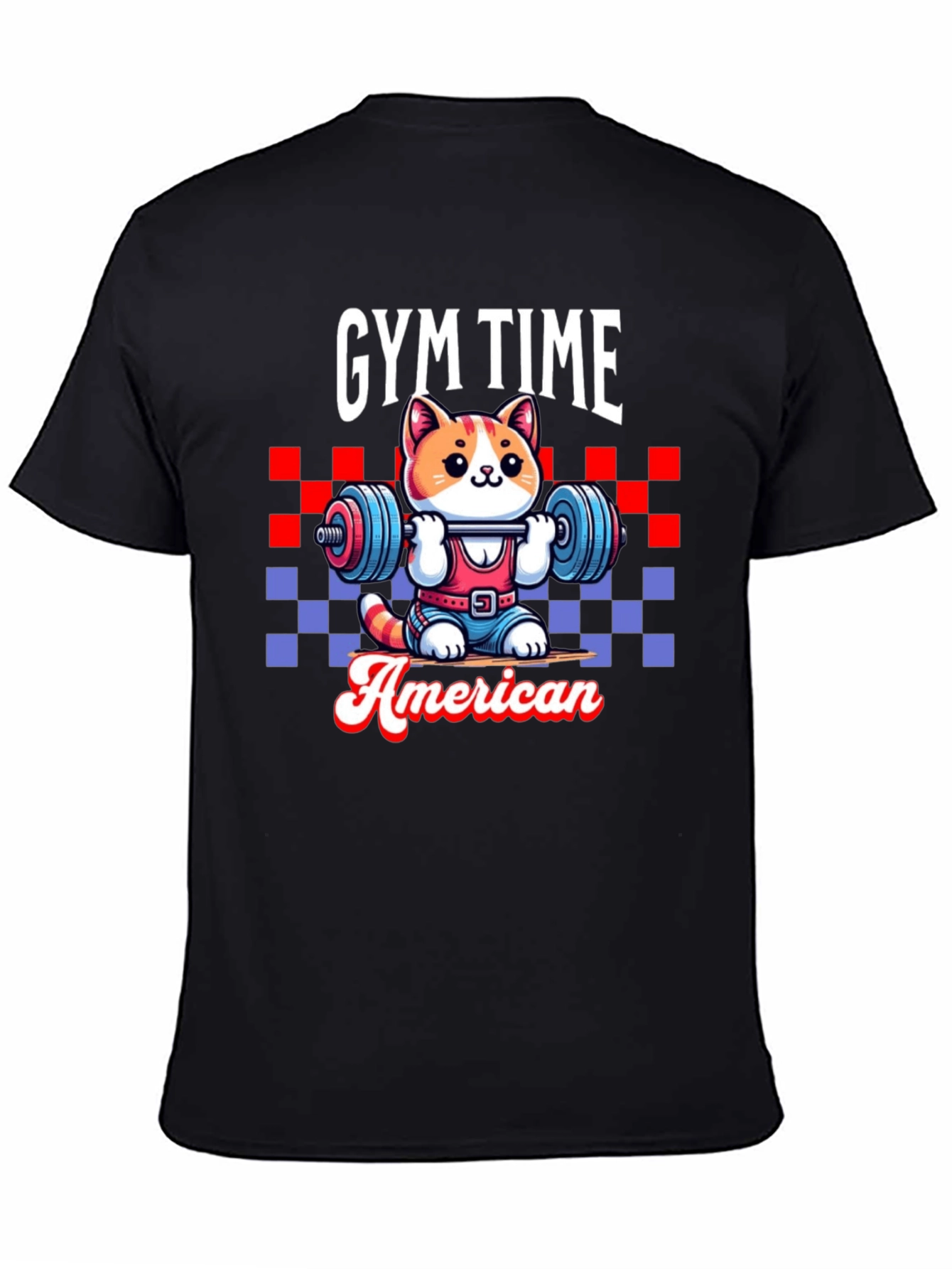 Gym Time American Cat T-Shirt