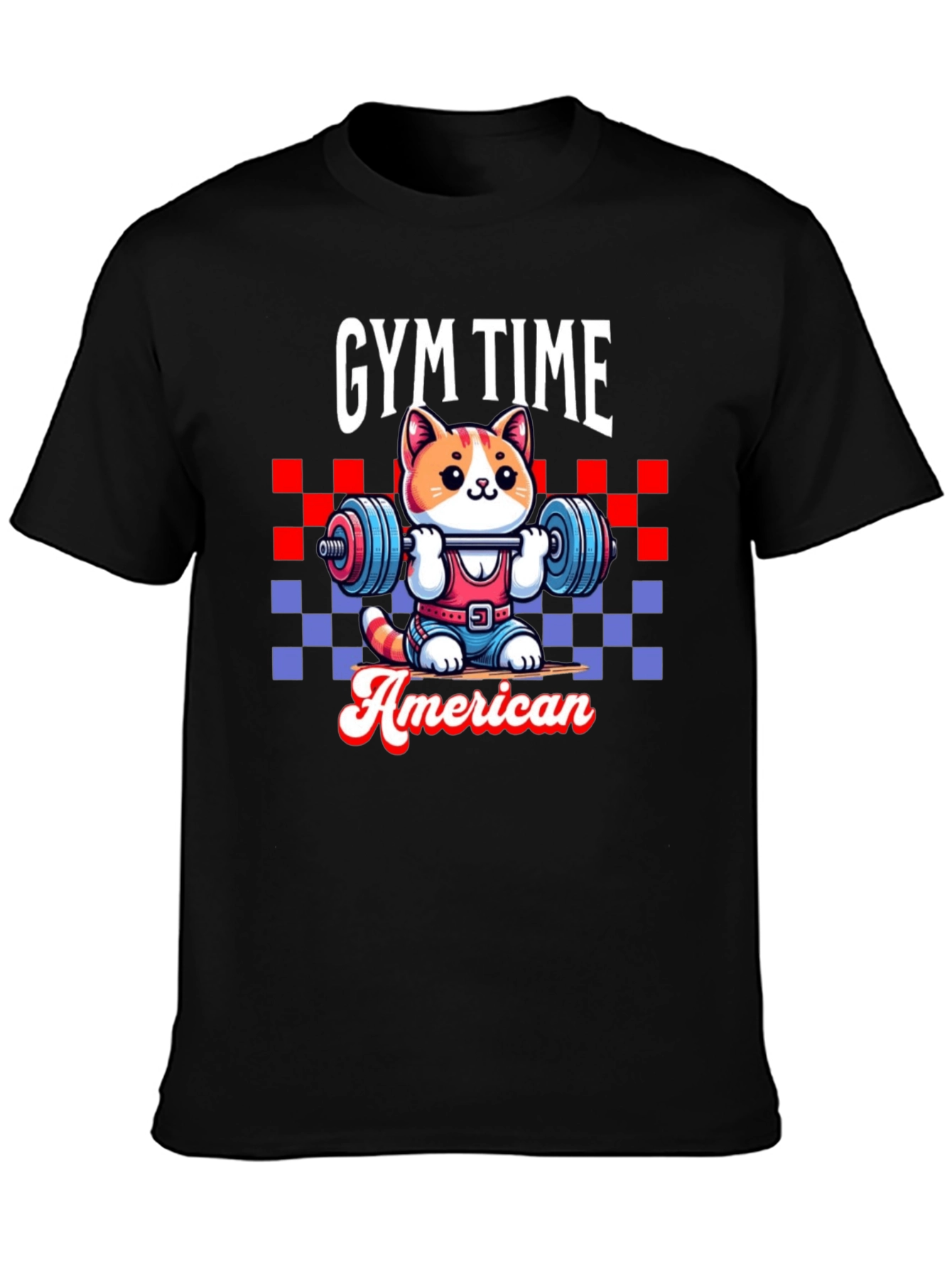 Gym Time American Cat T-Shirt