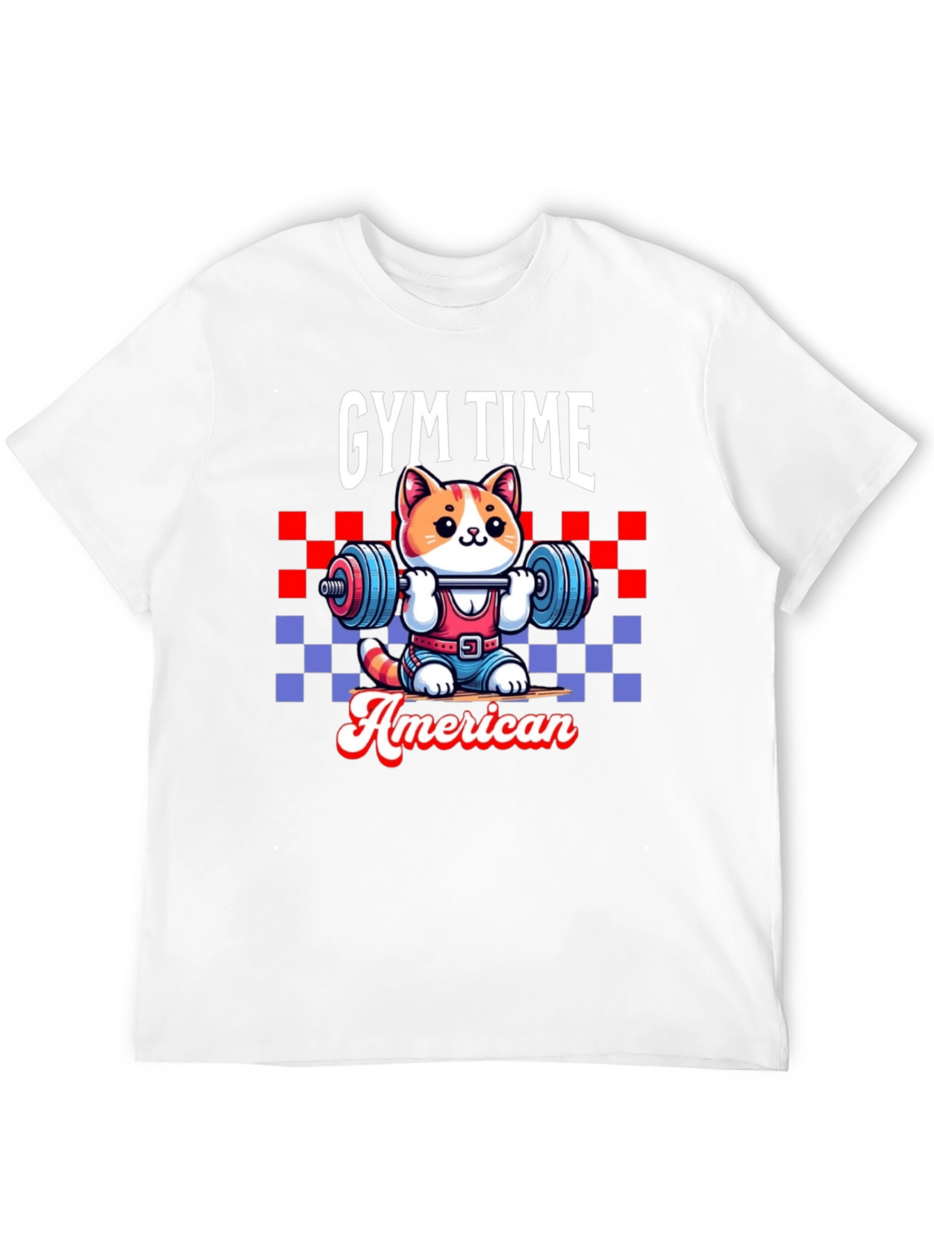 Gym Time American Cat T-Shirt