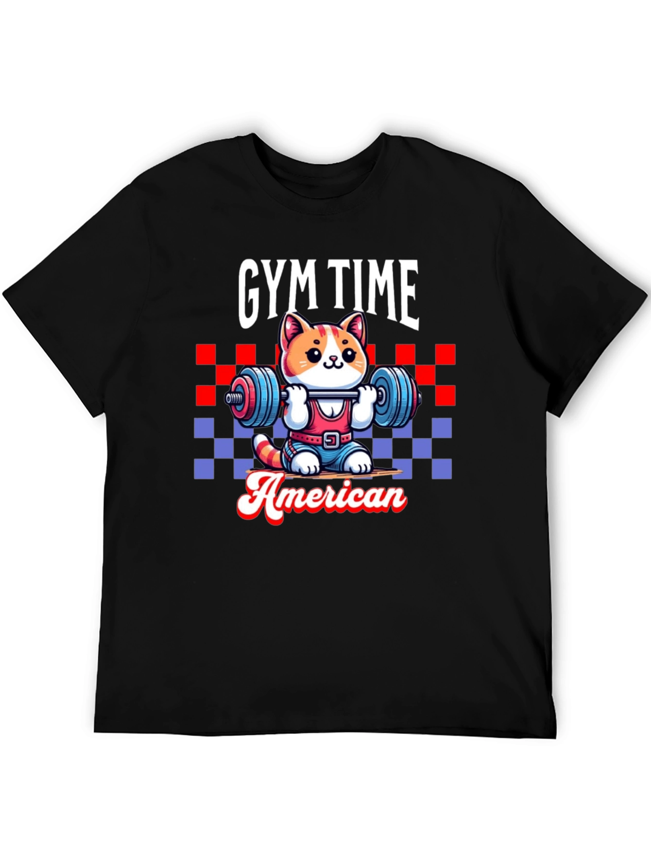 Gym Time American Cat T-Shirt