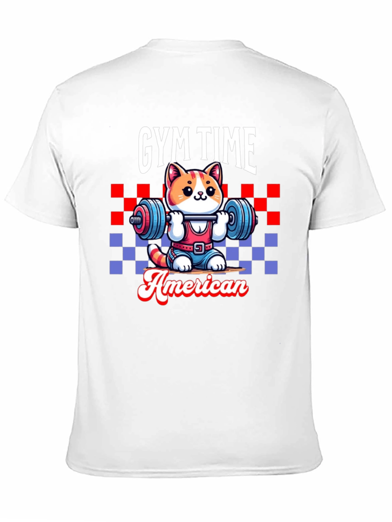 Gym Time American Cat T-Shirt