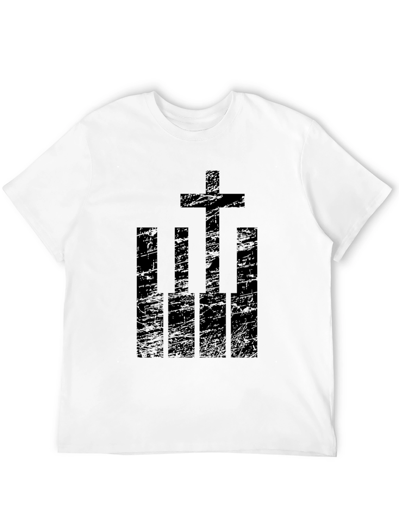 Cross Piano Keyboard Mens Graphic T-Shirt