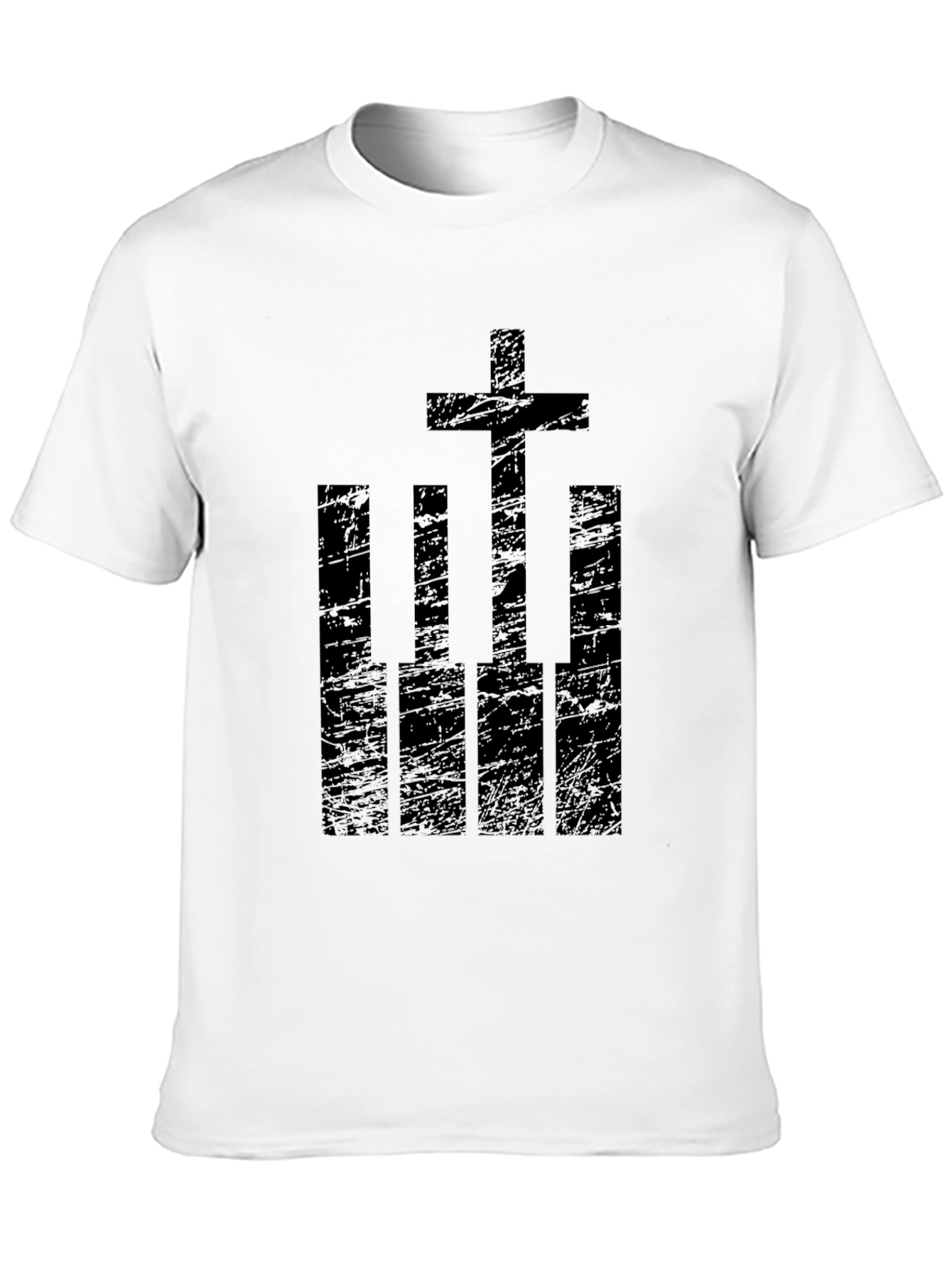 Cross Piano Keyboard Mens Graphic T-Shirt