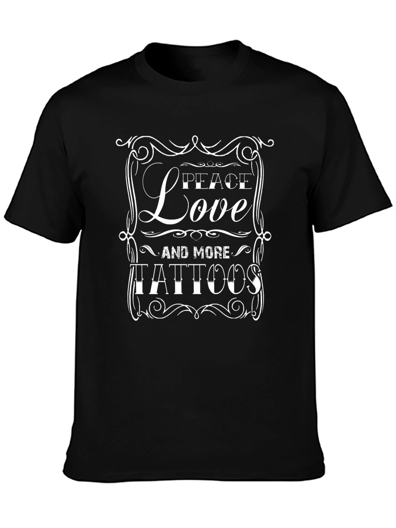 Peace Love and More Tattoos Black Graphic Tee