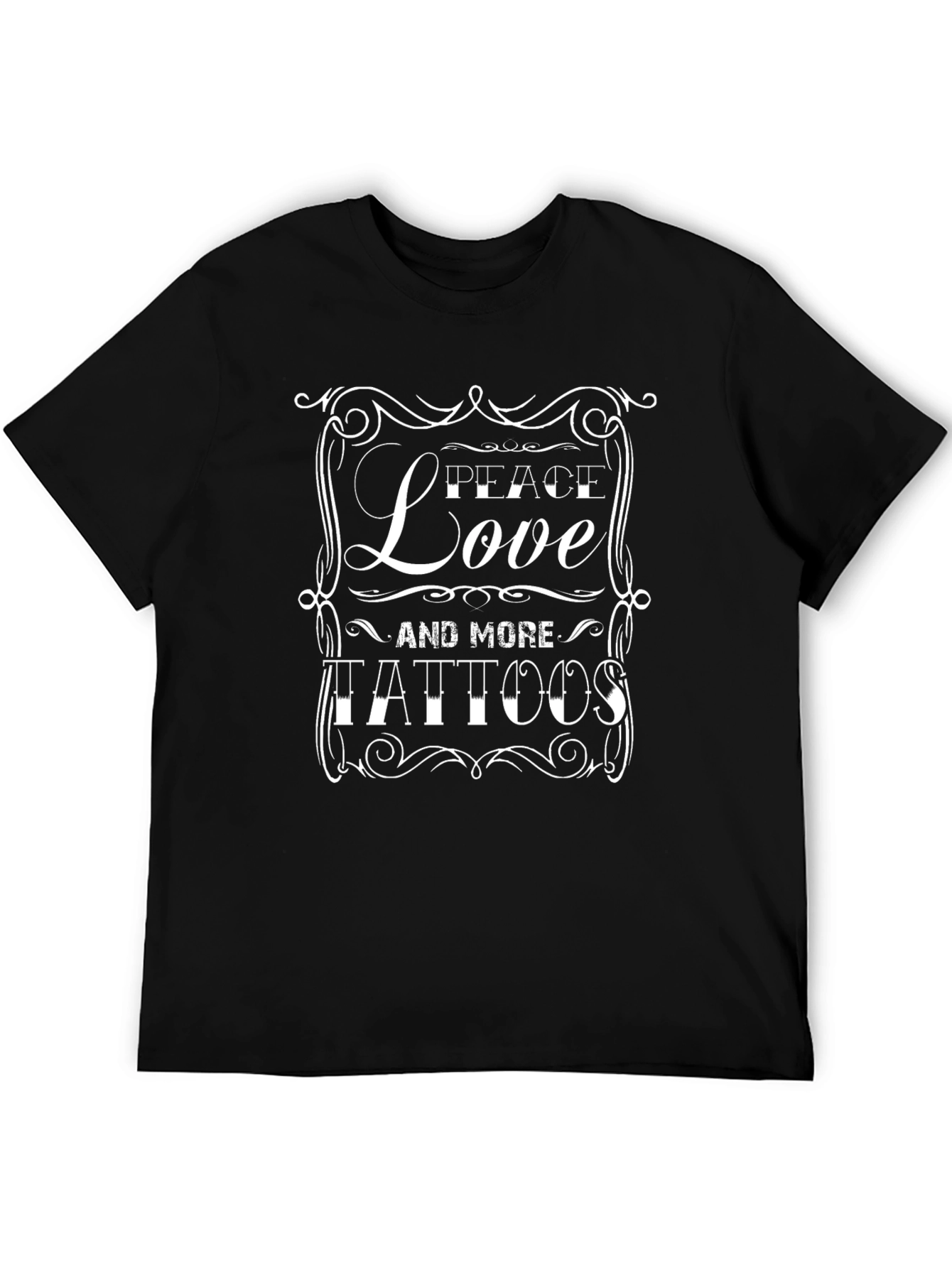 Peace Love and More Tattoos Black Graphic Tee