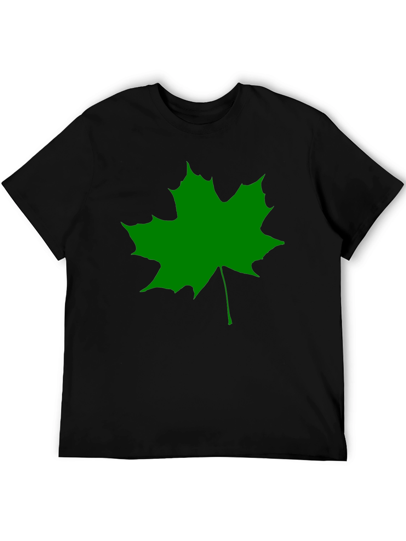 Green Maple Leaf Black T-Shirt