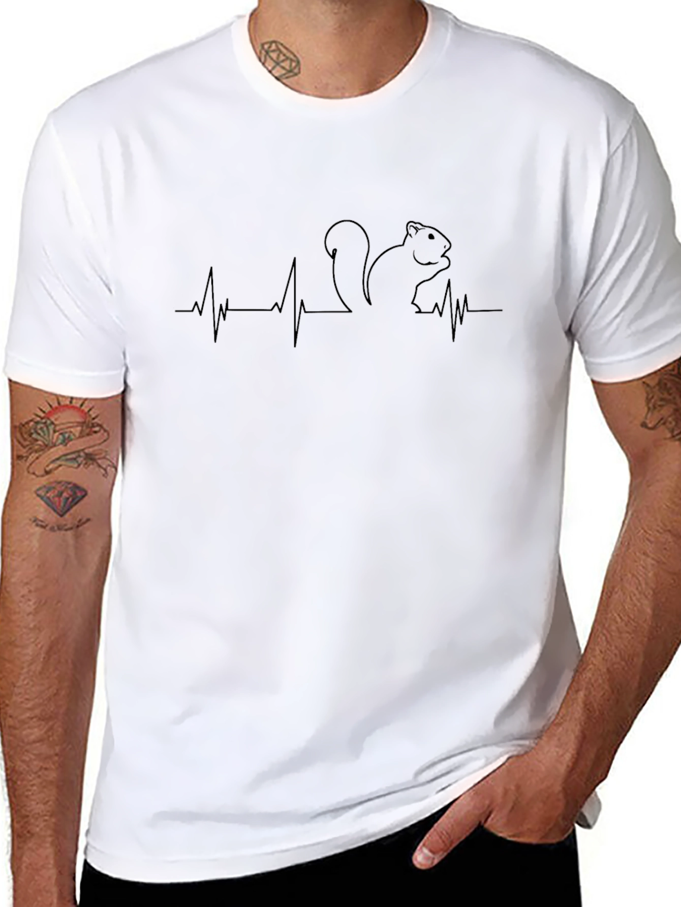 Squirrel Heartbeat Graphic Tee - Mens Black T-Shirt