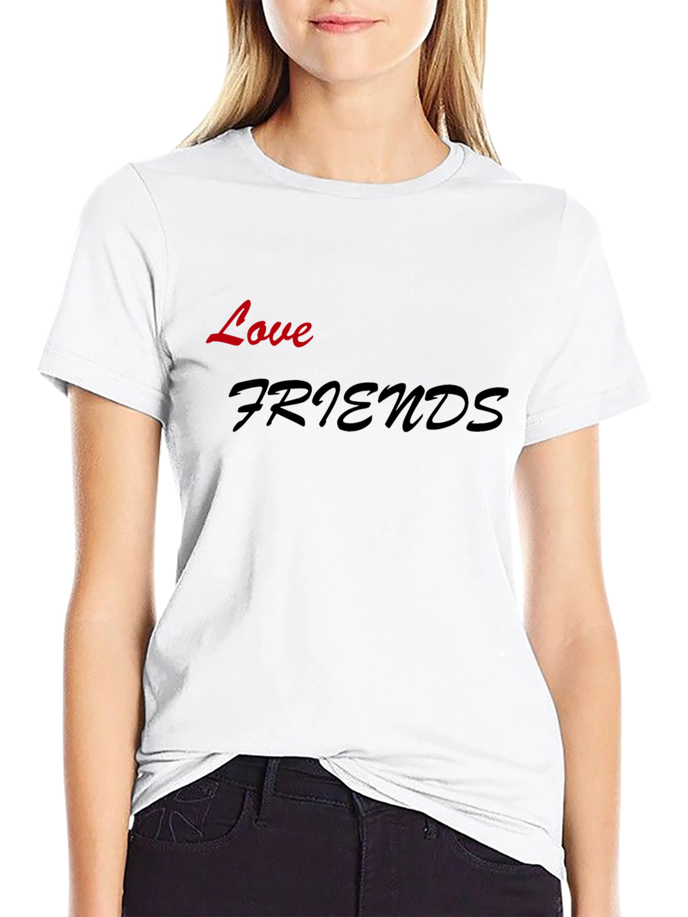 Love Friends Graphic Black T-Shirt