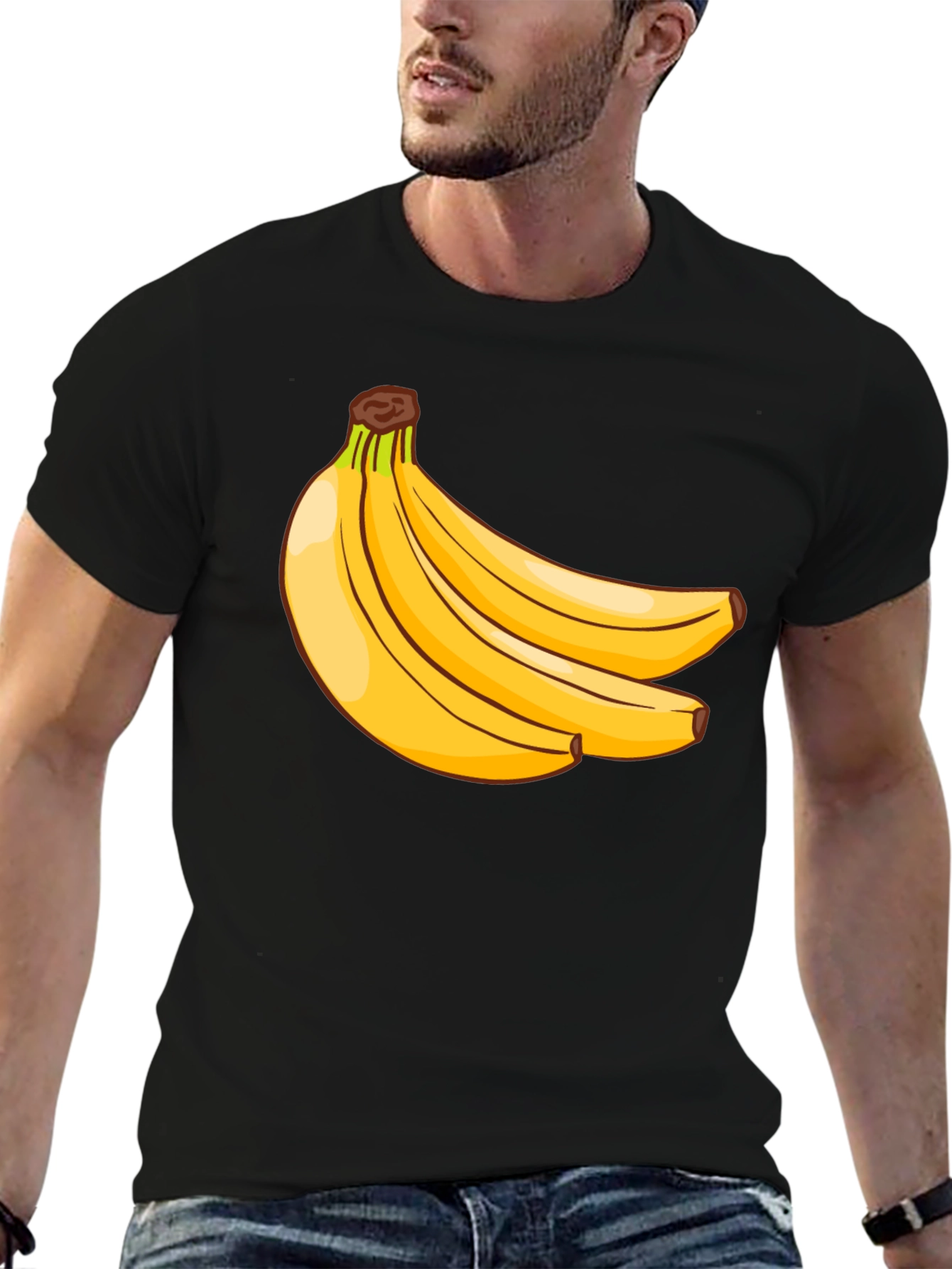 Banana Bunch Graphic Tee - Casual Black T-Shirt