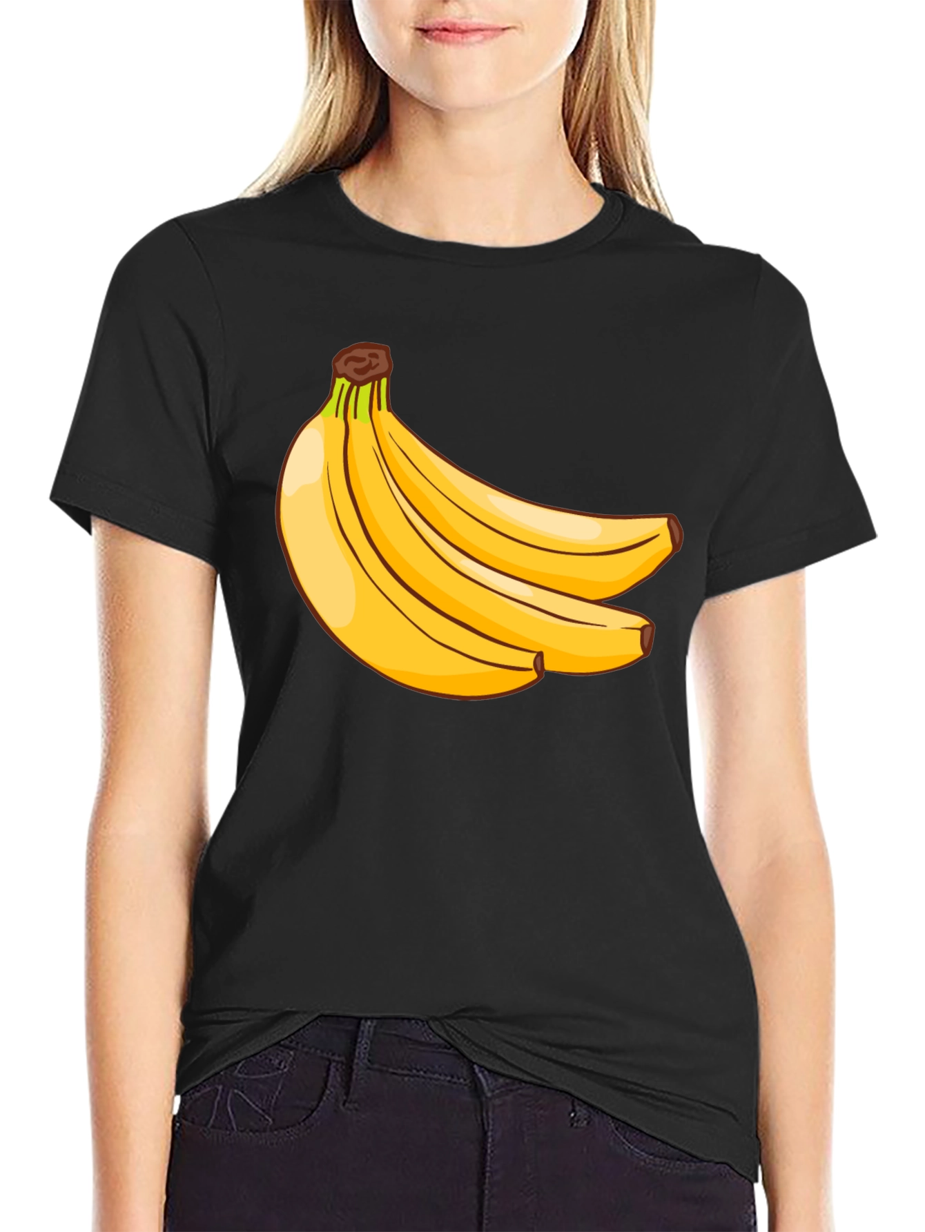 Banana Bunch Graphic Tee - Casual Black T-Shirt