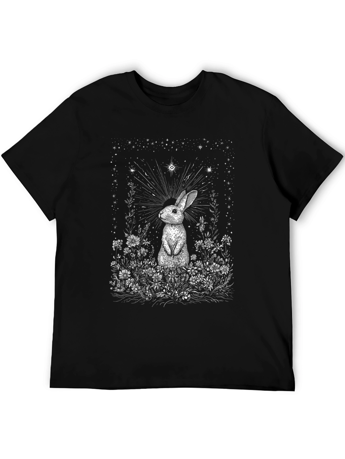 Rabbit in Starlight Black Graphic Tee