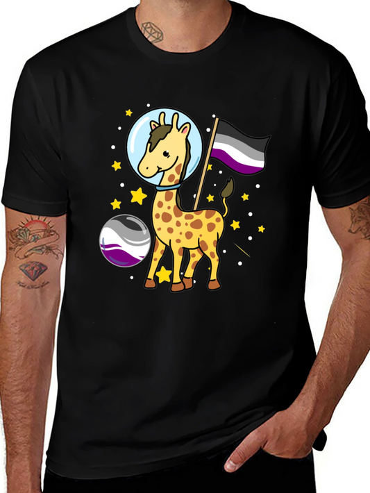 Asexual Pride Giraffe in Space T-Shirt