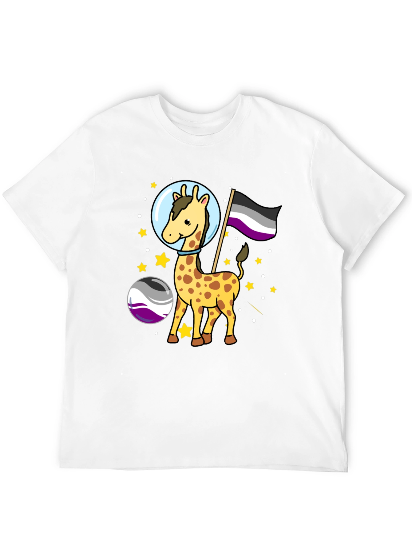 Asexual Pride Giraffe in Space T-Shirt