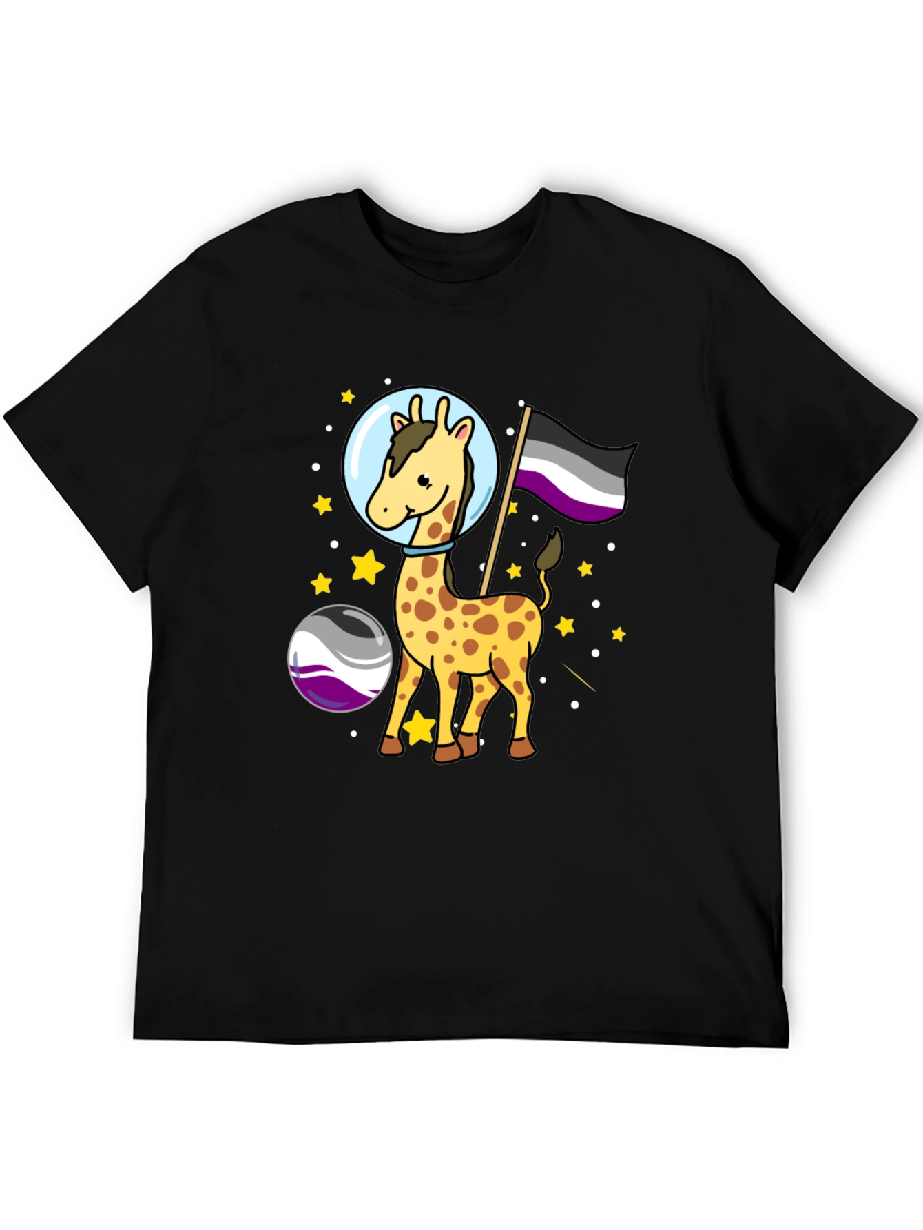 Asexual Pride Giraffe in Space T-Shirt