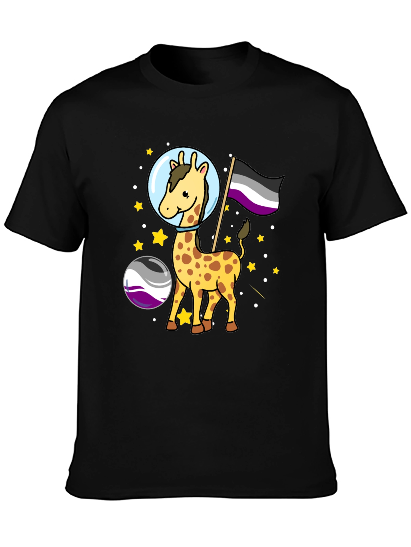 Asexual Pride Giraffe in Space T-Shirt
