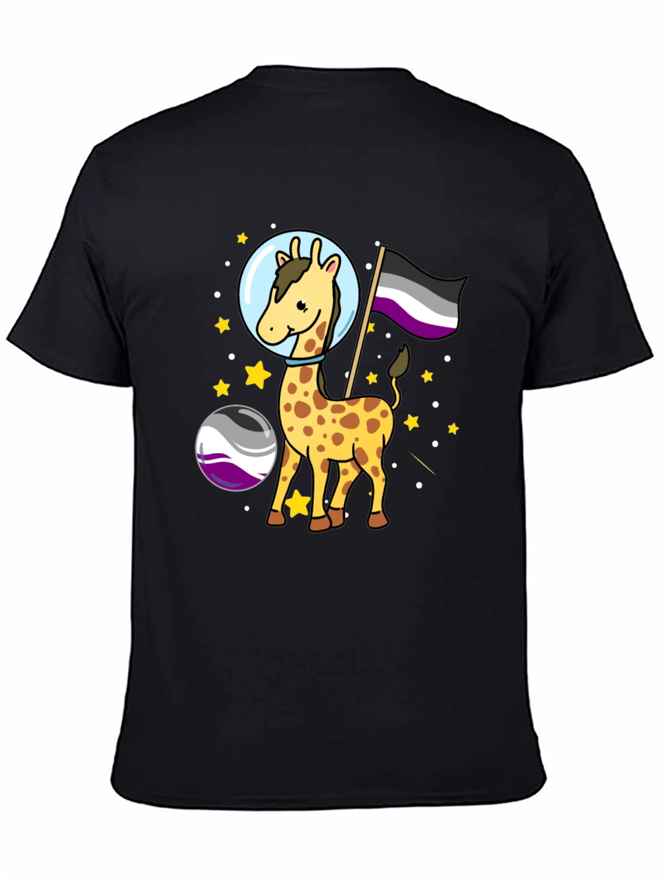 Asexual Pride Giraffe in Space T-Shirt