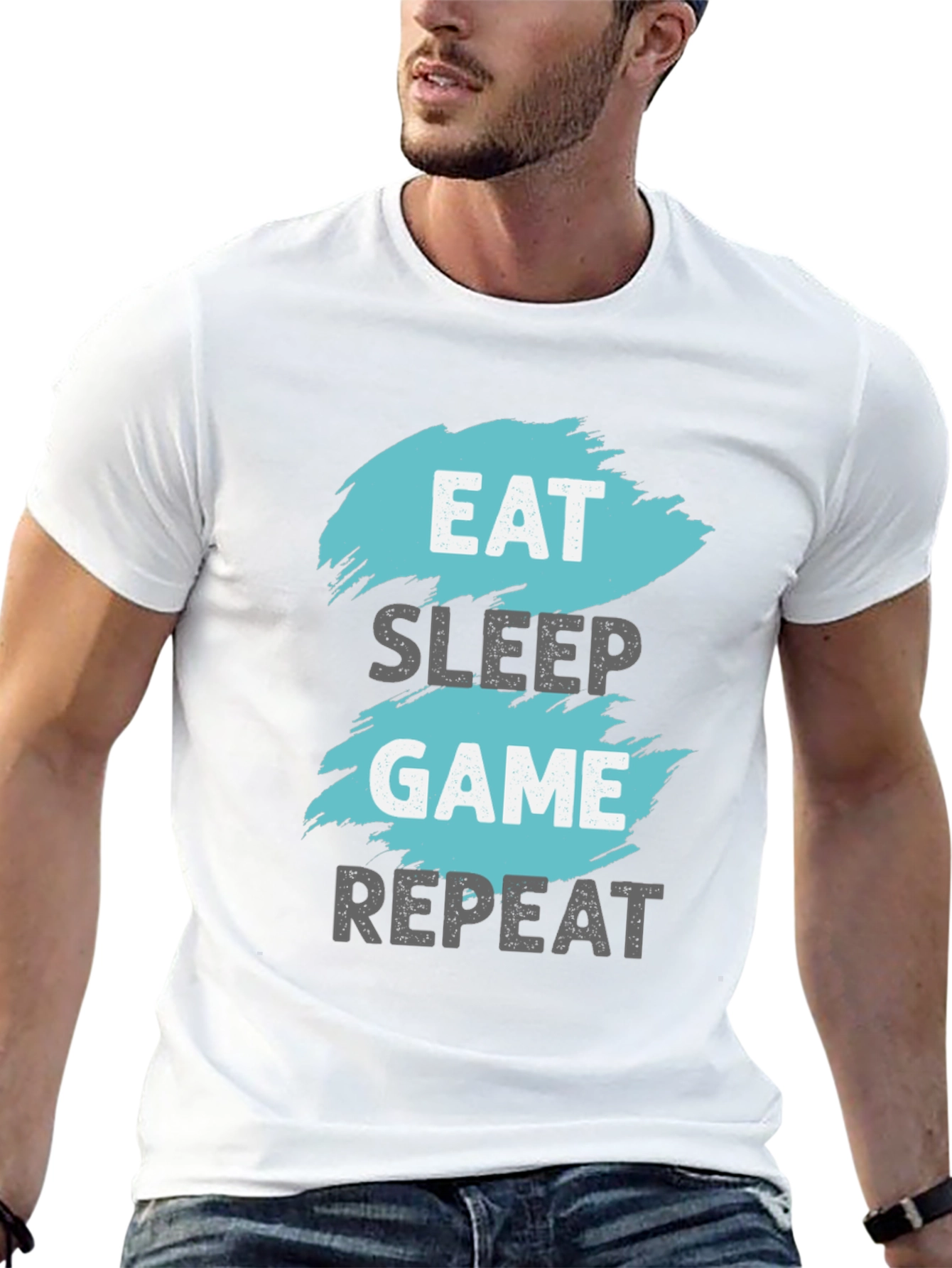 Eat Sleep Game Repeat Graphic Tee - Gamer T-Shirt
