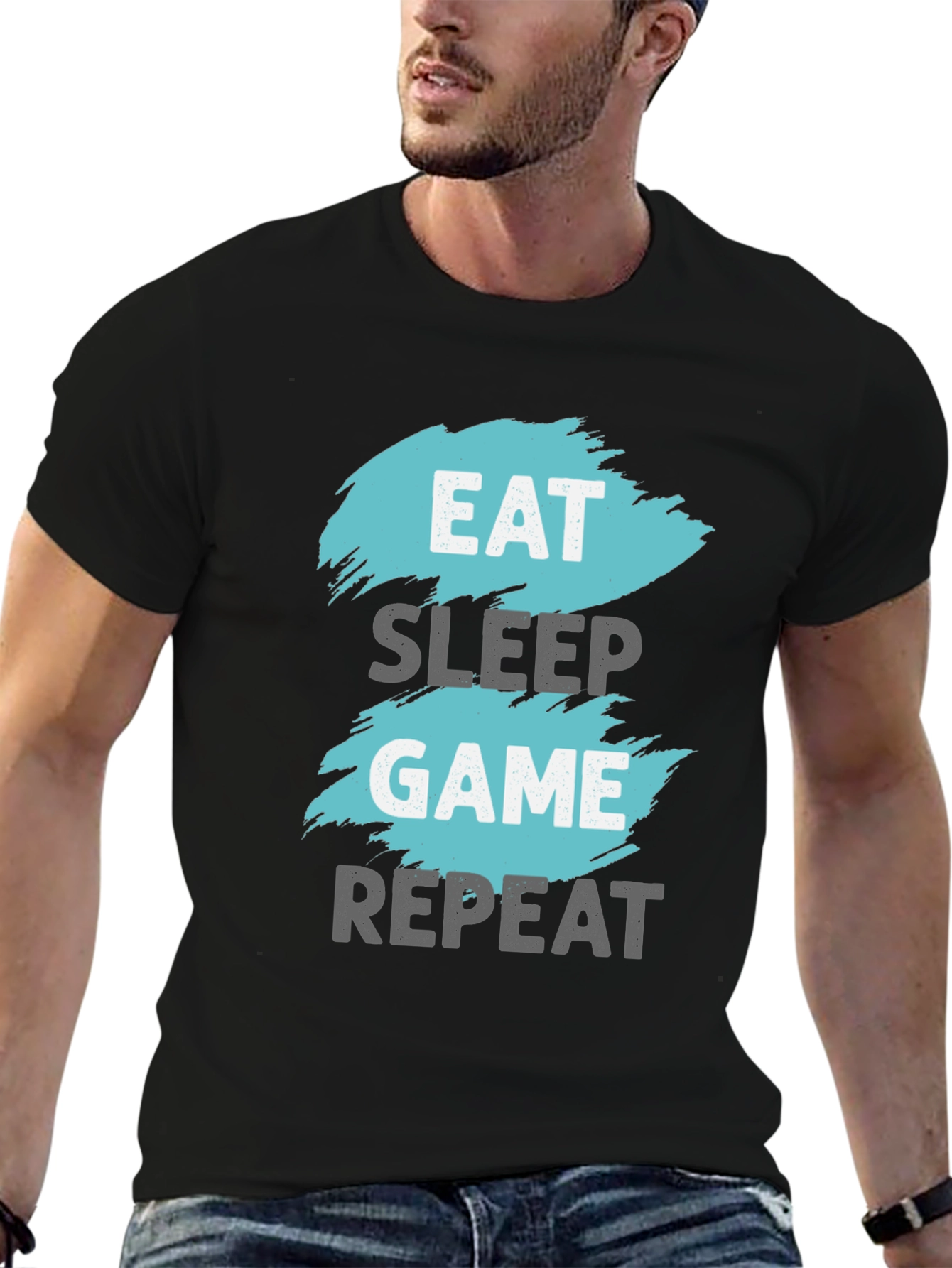Eat Sleep Game Repeat Graphic Tee - Gamer T-Shirt