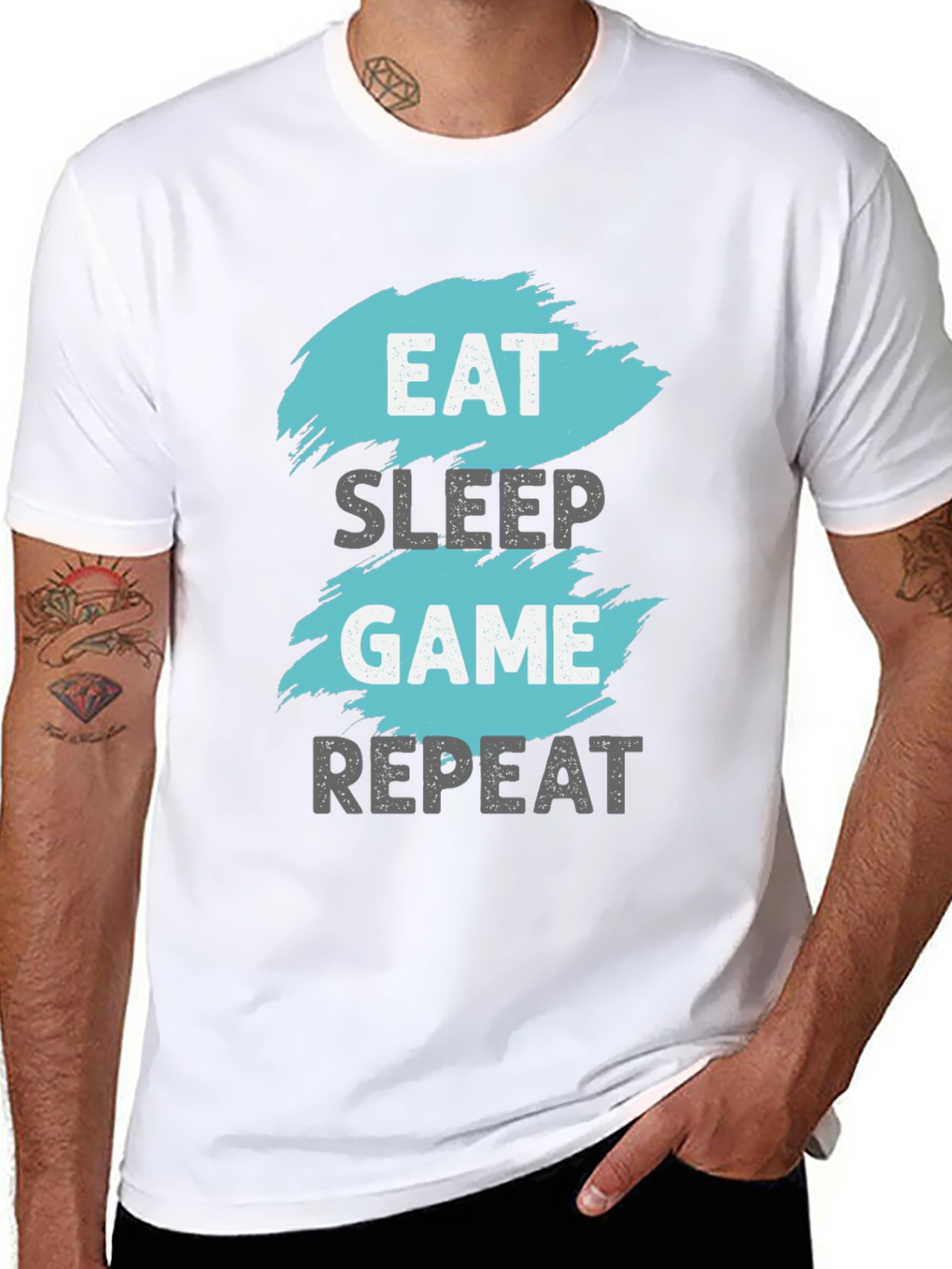 Eat Sleep Game Repeat Graphic Tee - Gamer T-Shirt