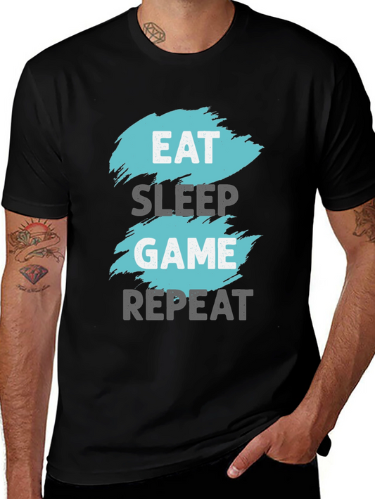 Eat Sleep Game Repeat Graphic Tee - Gamer T-Shirt