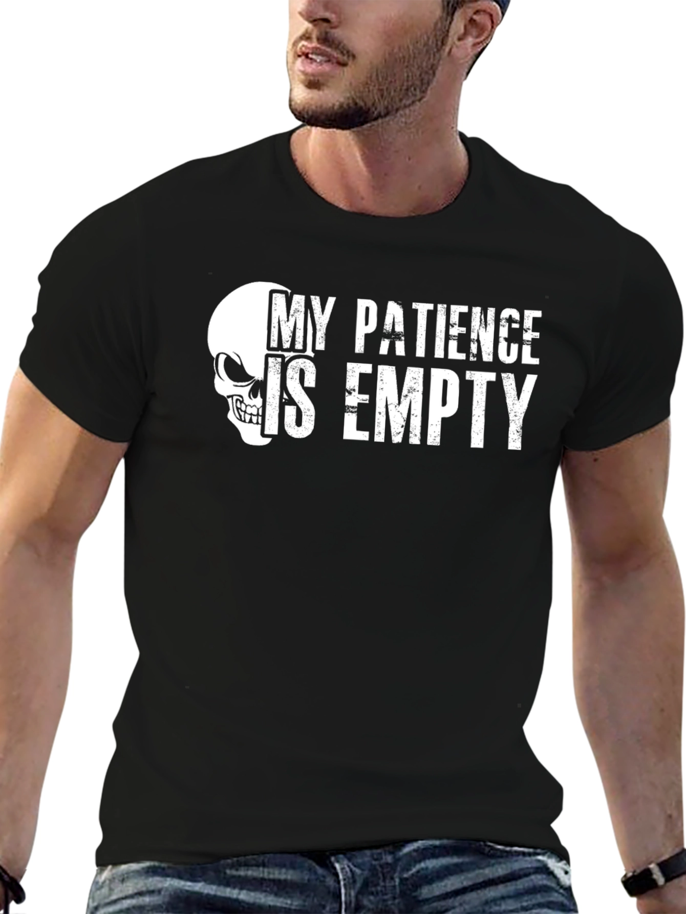 My Patience is Empty Skull Graphic Tee - Black