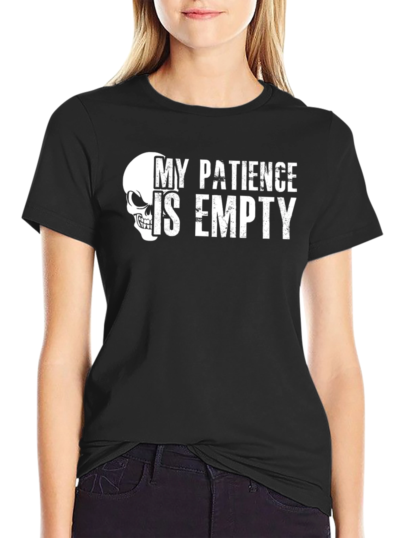 My Patience is Empty Skull Graphic Tee - Black