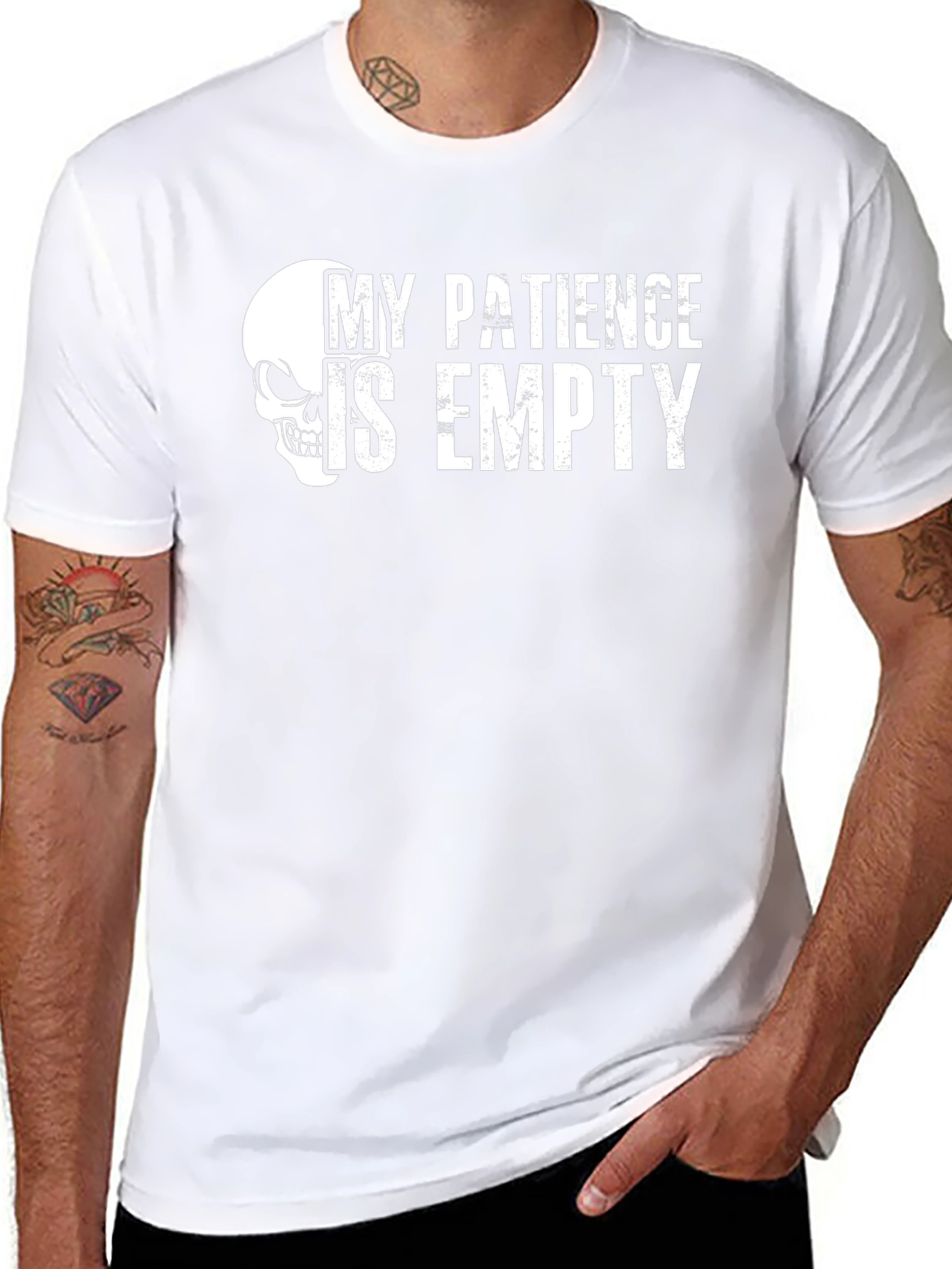 My Patience is Empty Skull Graphic Tee - Black