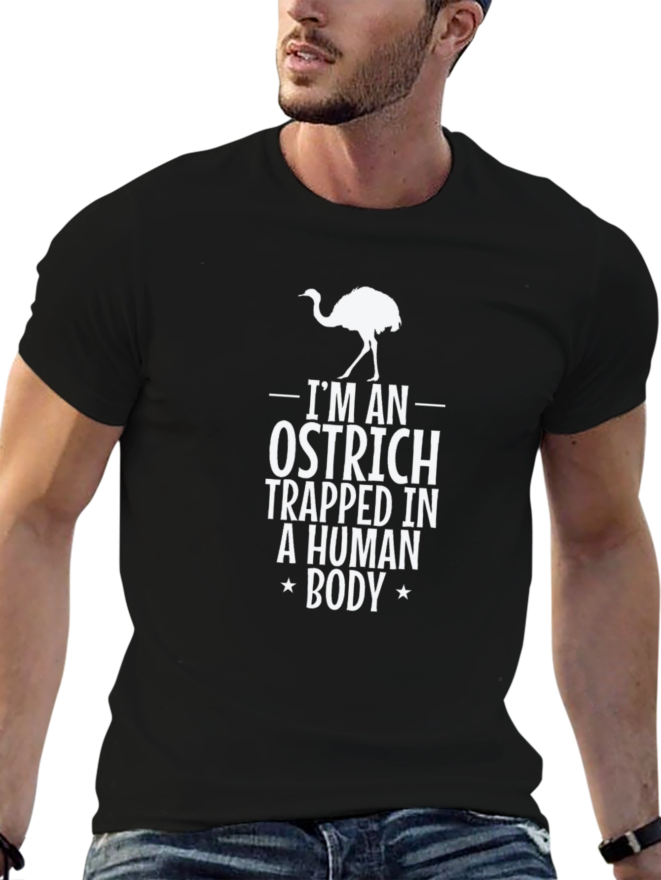 Ostrich Trapped In Human Body Graphic T-Shirt