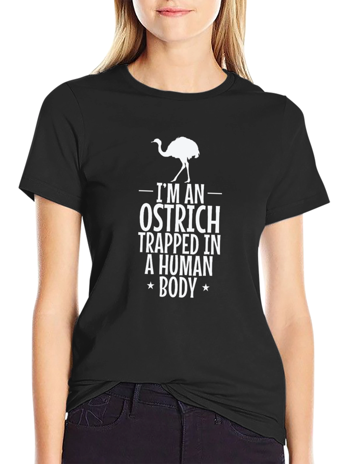 Ostrich Trapped In Human Body Graphic T-Shirt