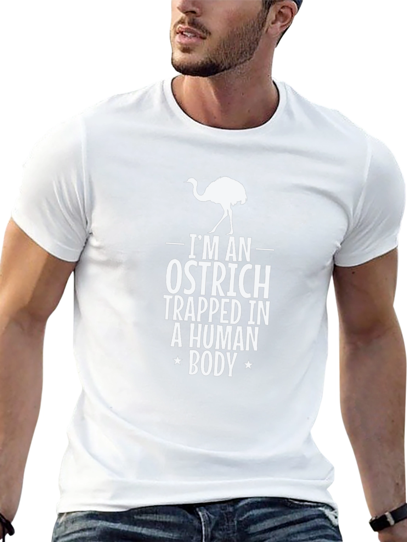Ostrich Trapped In Human Body Graphic T-Shirt