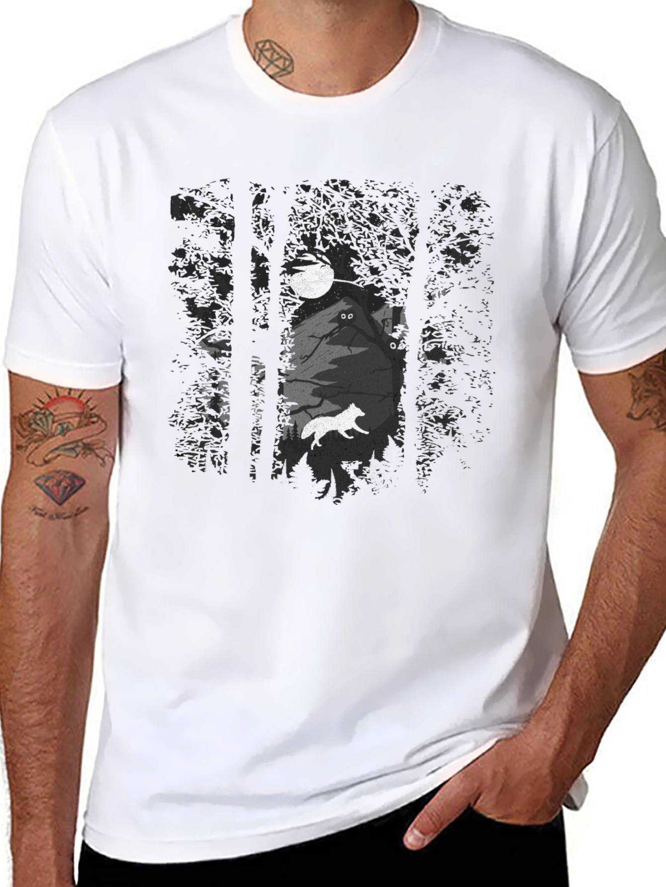 Mystic Forest Graphic Tee - Black Cotton Blend