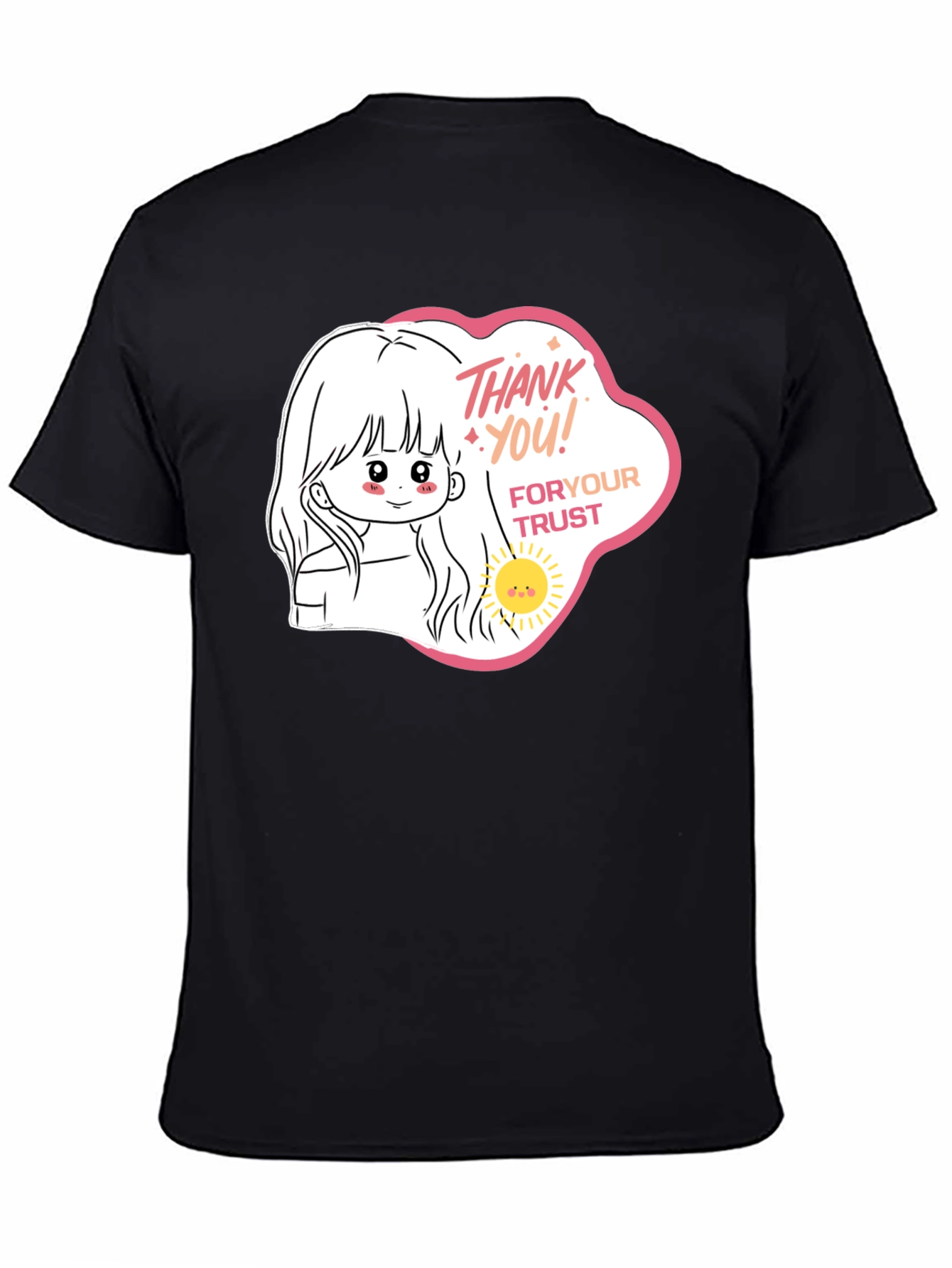 Cute Cartoon Graphic Black T-Shirt