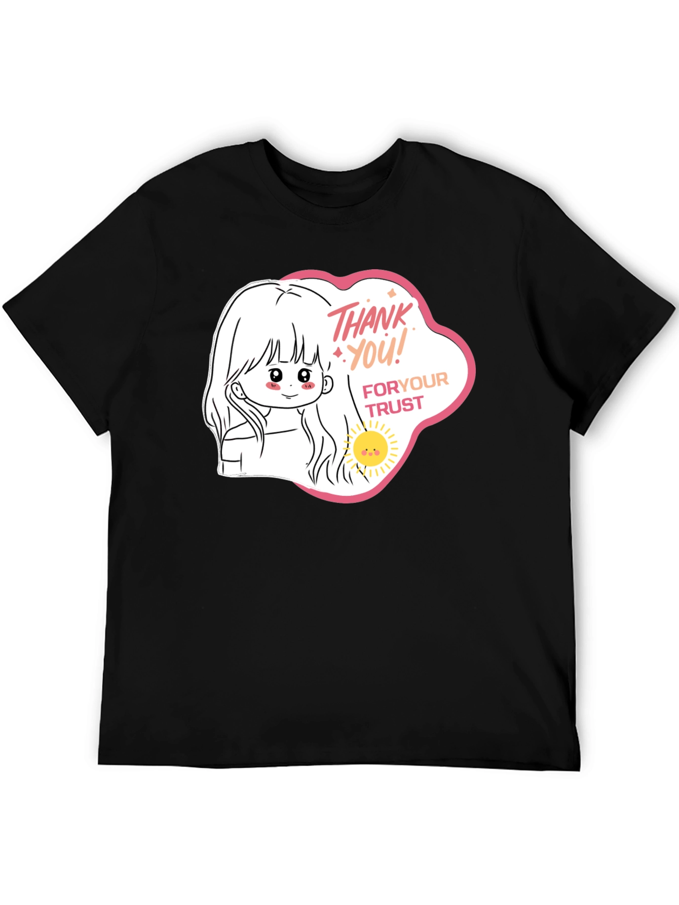 Cute Cartoon Graphic Black T-Shirt