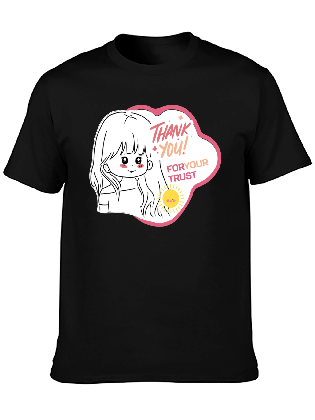 Cute Cartoon Graphic Black T-Shirt