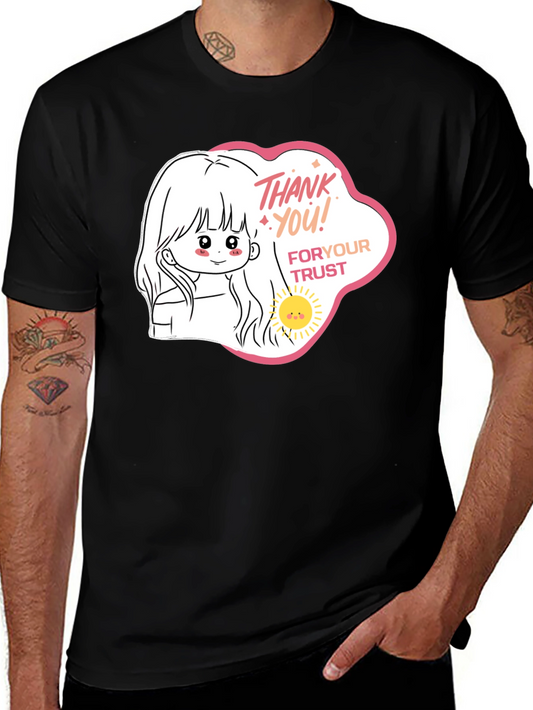 Cute Cartoon Graphic Black T-Shirt