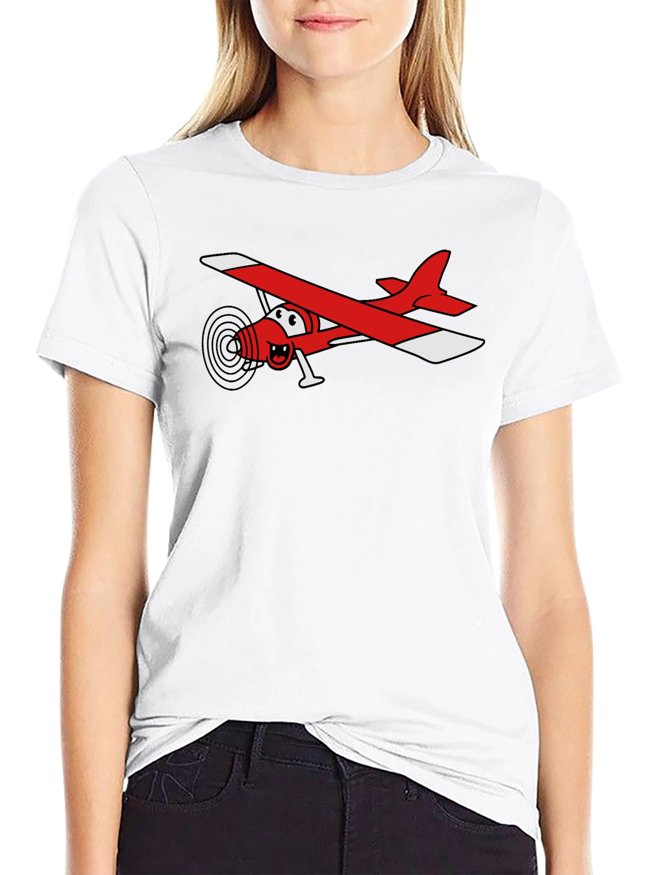Cartoon Plane T-Shirt - Black