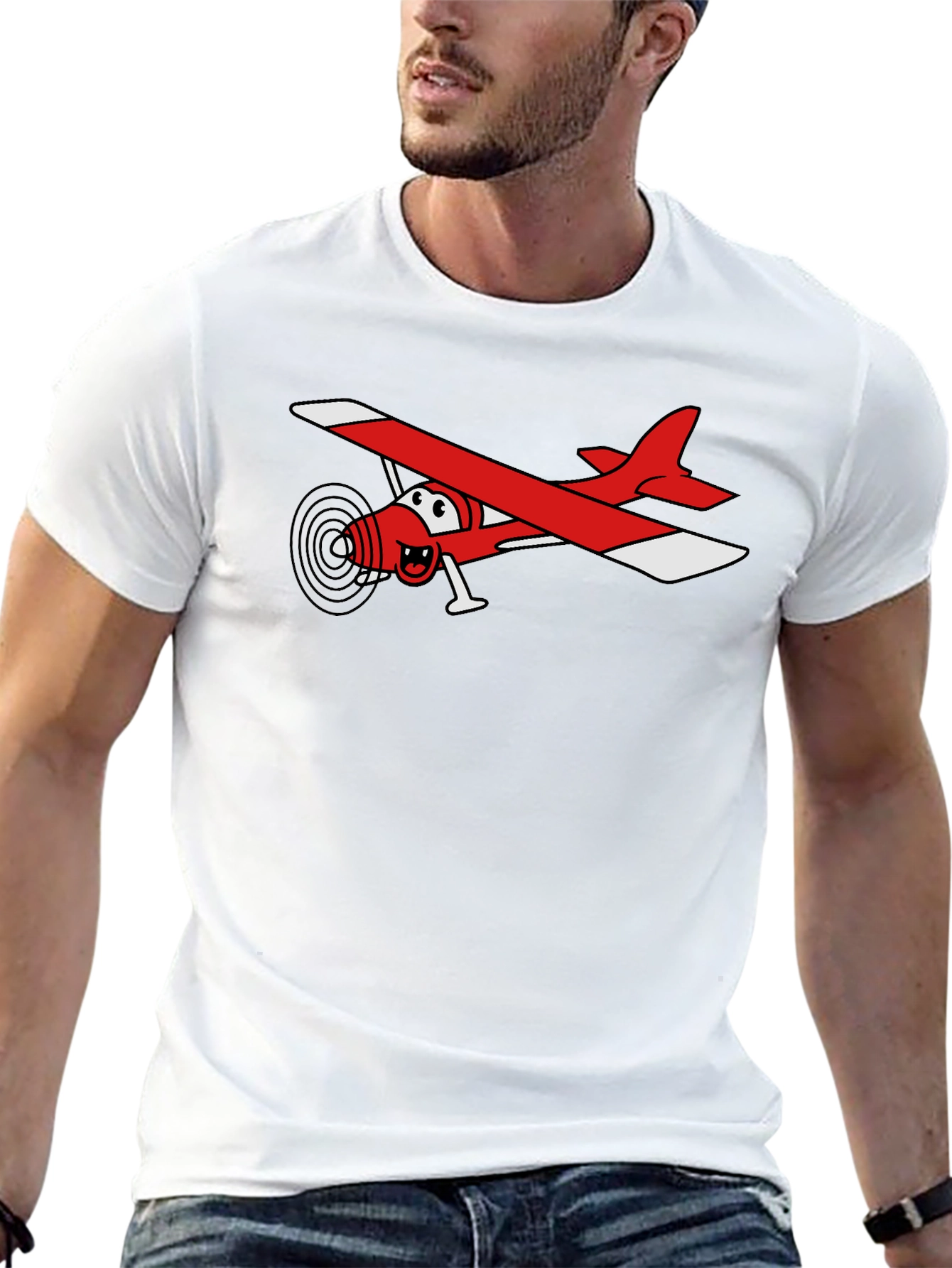 Cartoon Plane T-Shirt - Black