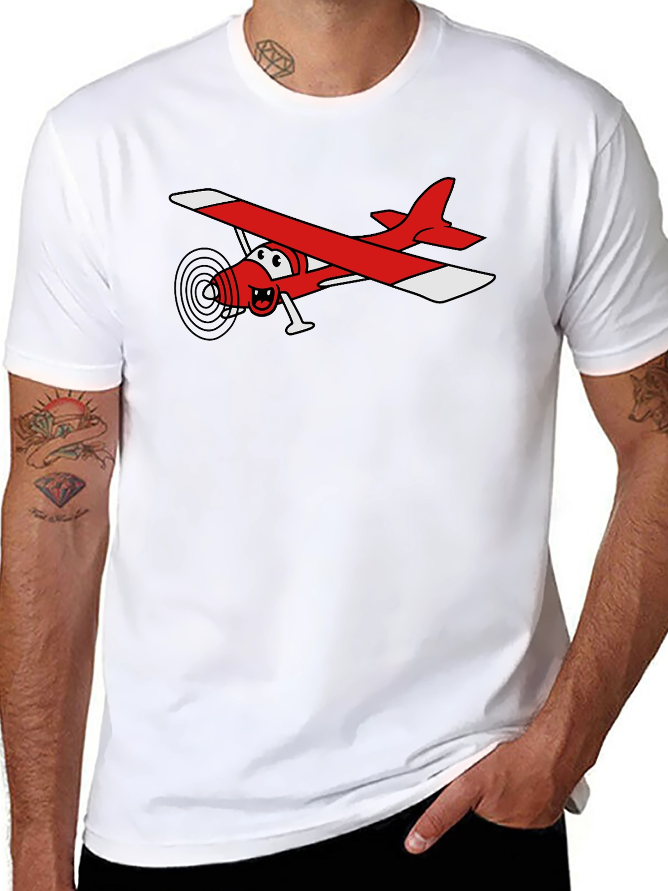 Cartoon Plane T-Shirt - Black